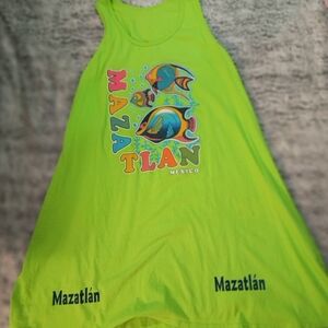 Womens Neon Green Mazatlán Graphic Tank Dress